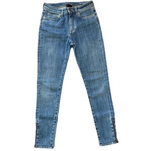 Saint Laurent Paris D05 Skinny Jeans Women 27 Blue Stretch Denim Ankle Zip Italy